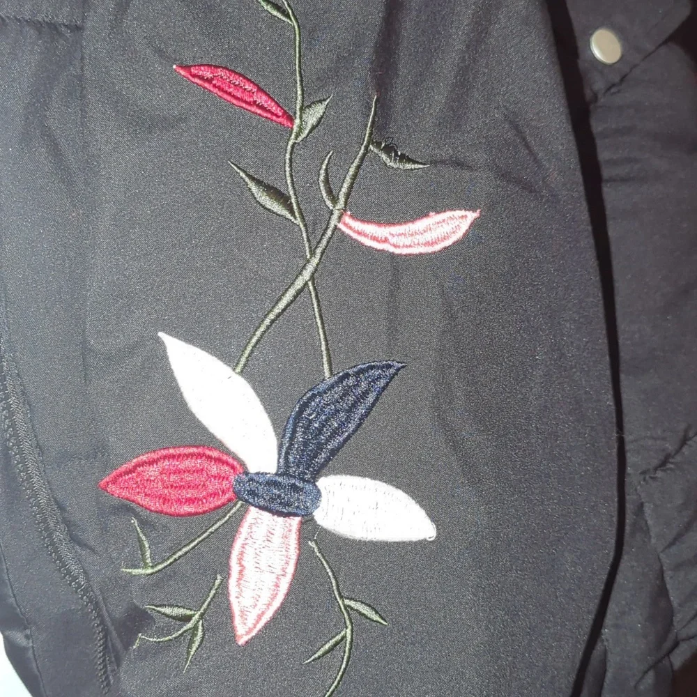 Embroidered Sleeve Hooded Full Zip Jacket XXL