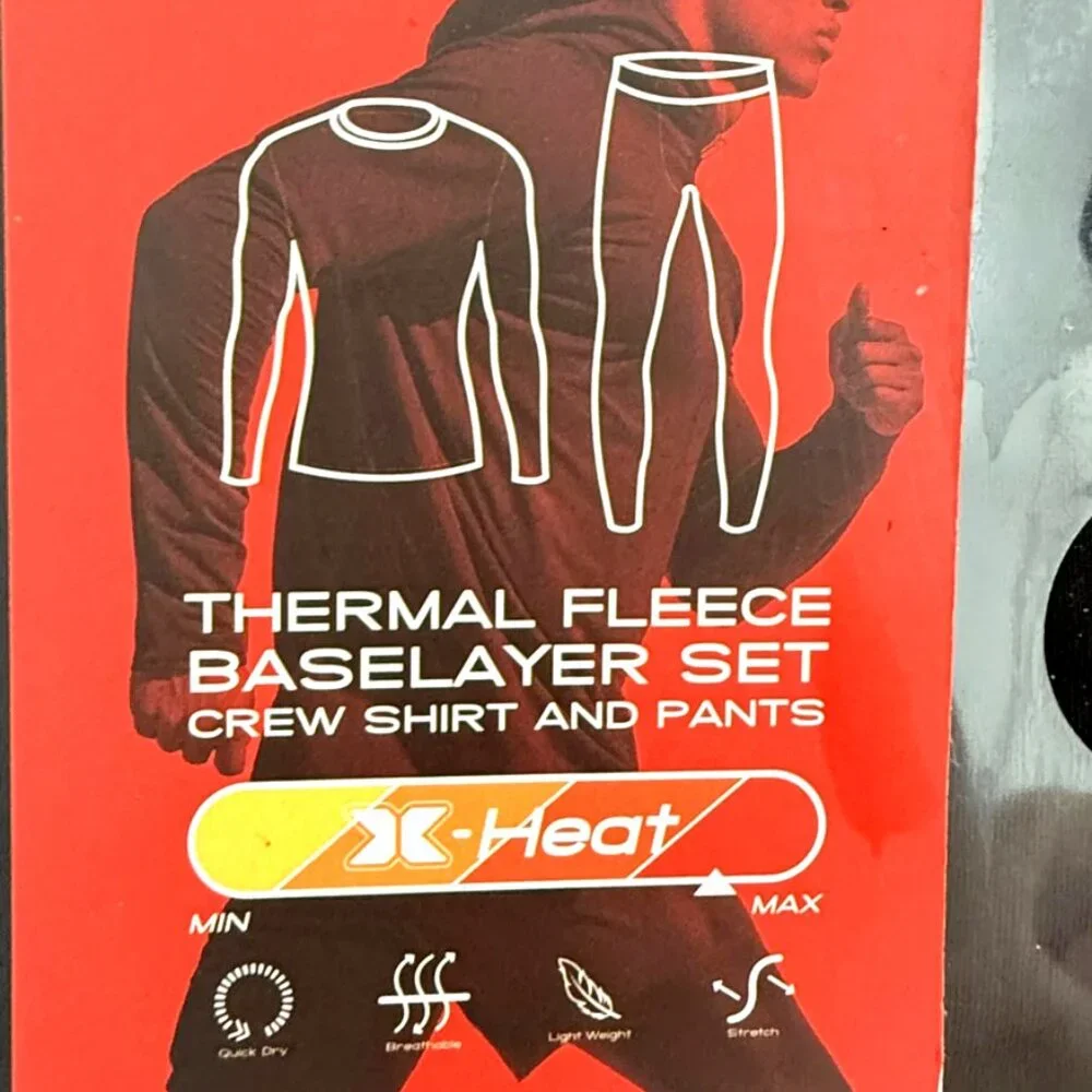 RBX Men's Black X-Heat Max Thermal Fleece Baselayer 2 Pc Set Small NIB