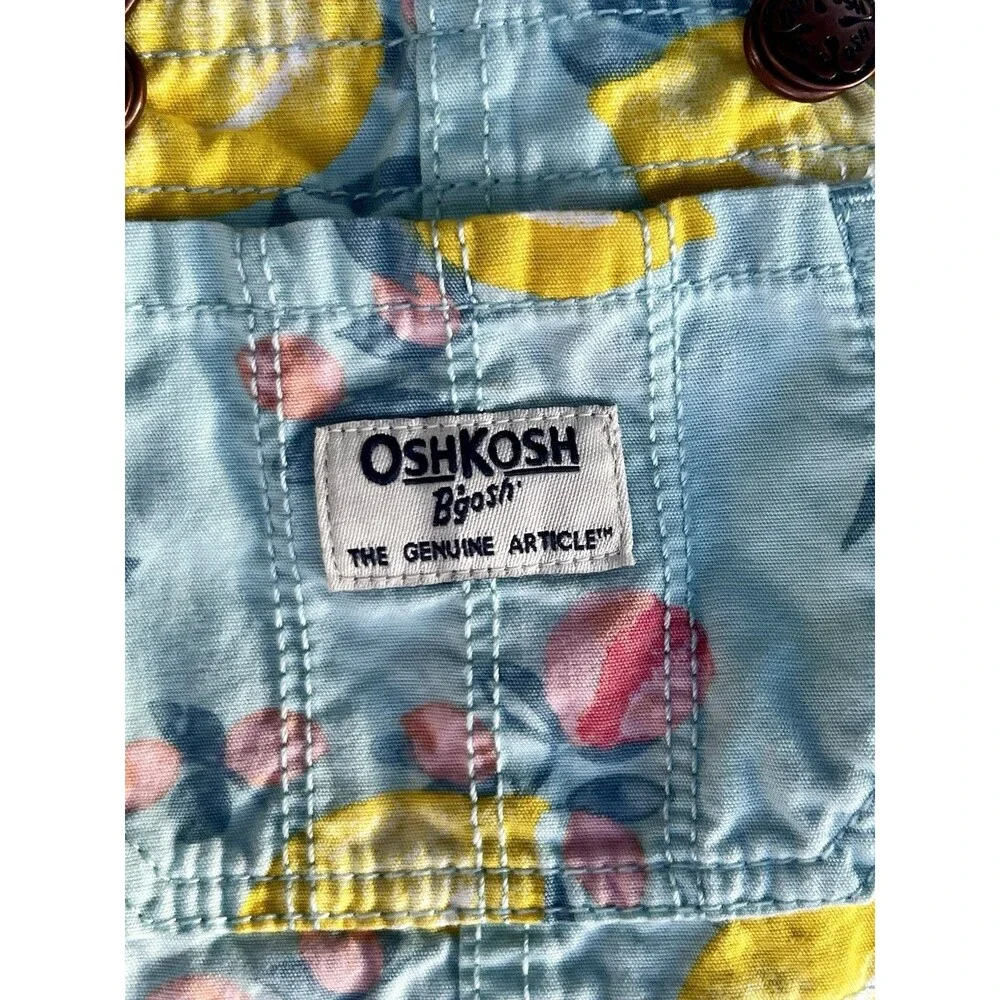 Girl's Oshkosh B'gosh Short Overalls Size 12M Toddler Lemon Print Vestbak Blue