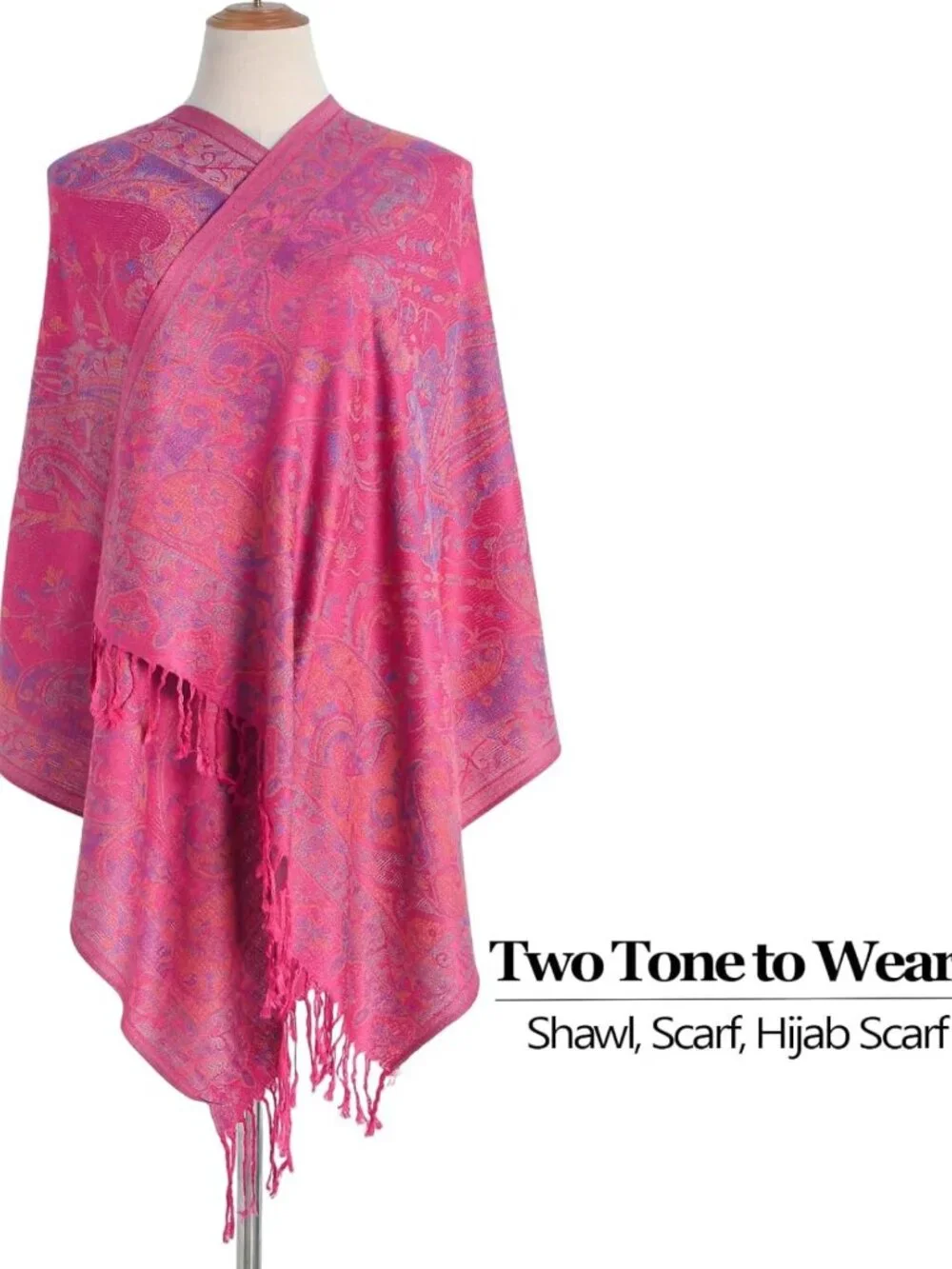 Reversible Paisley Pashmina Shawl Scarf - Ethnic Jacquard Wrap for Travel