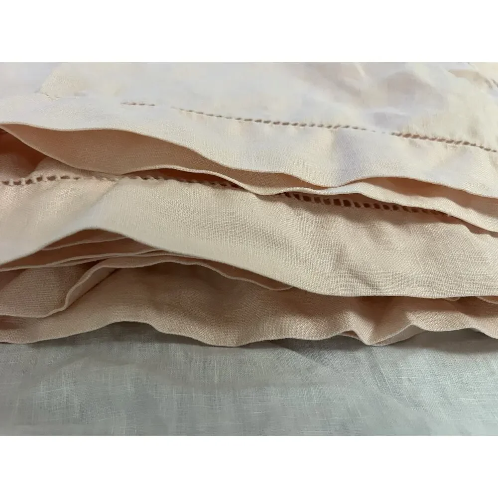 Light Pink 100% Pure Flax Linen 12 Placemats 21” Blush Eyelet