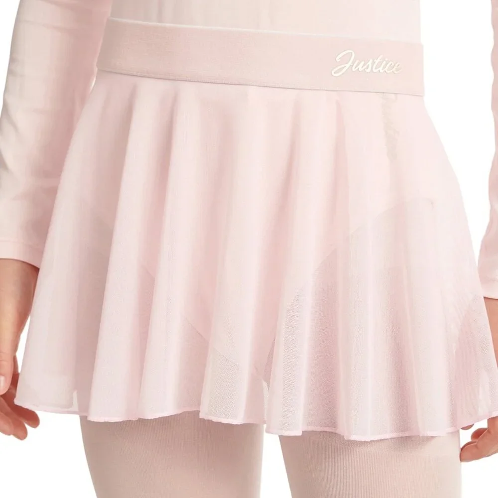 JUSTICE Girls XS Pink Mesh Ballet Dance Skirt SIZE 5-6 NEW