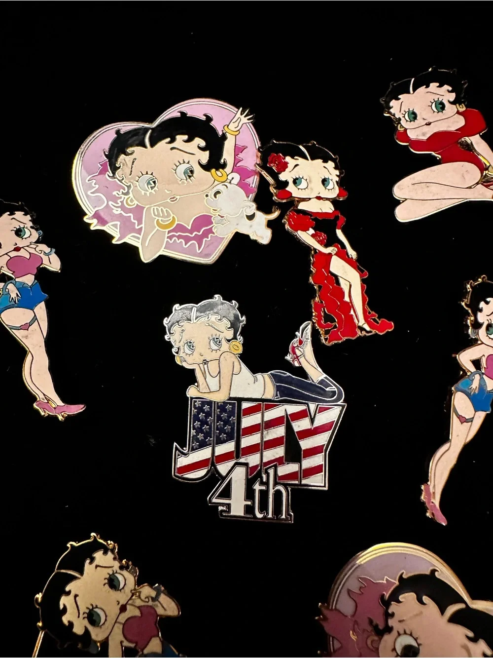 15 Pc Betty Boop Enamel Pin Lot - Colorful Character Set