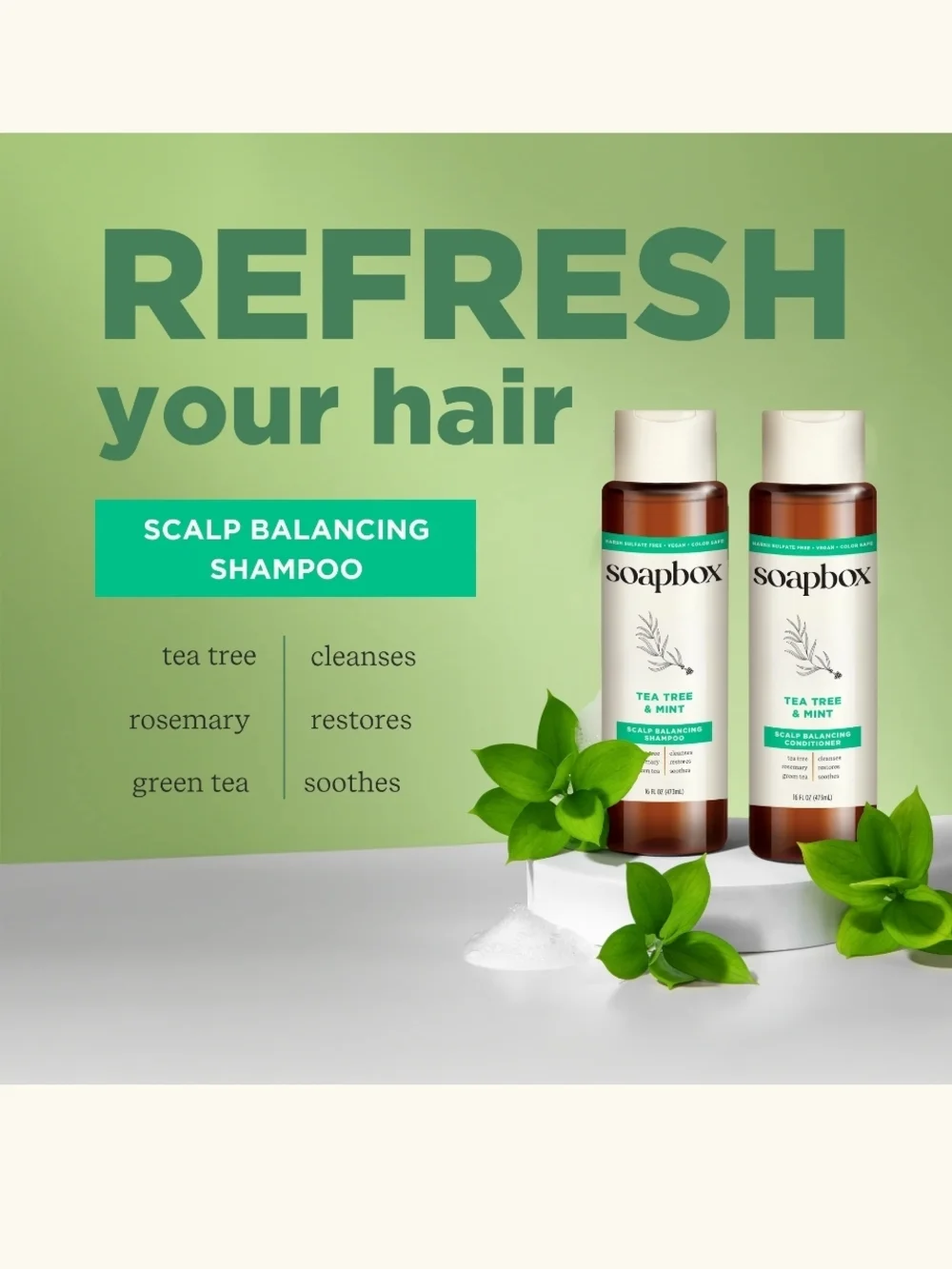 Soapbox Tea Tree & Mint Scalp Balancing Shampoo & Conditioner Set