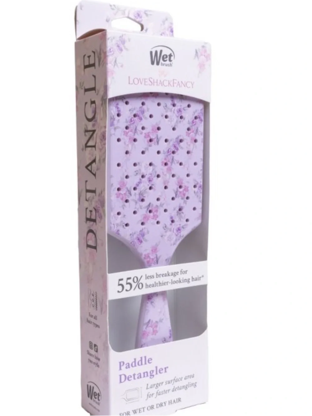 LoveShackFancy Lavender Floral Paddle Detangler