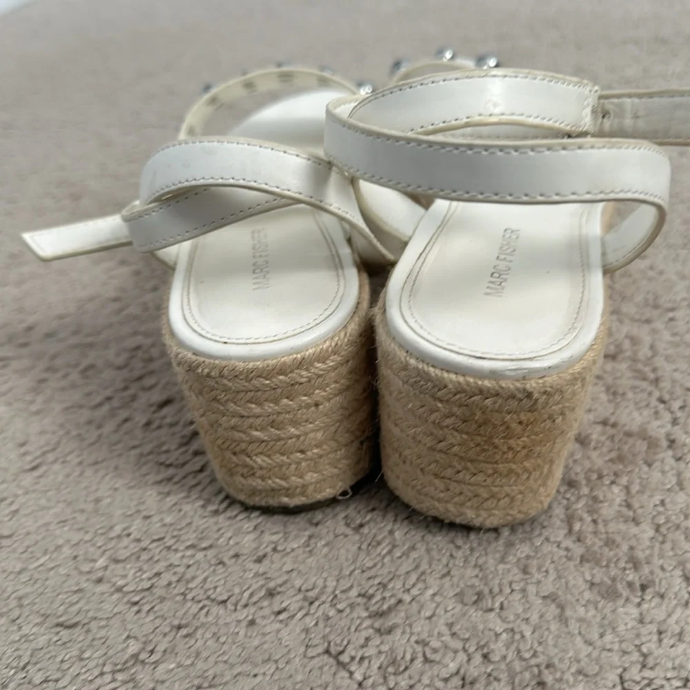 Marc Fisher white studded scrappy sandals