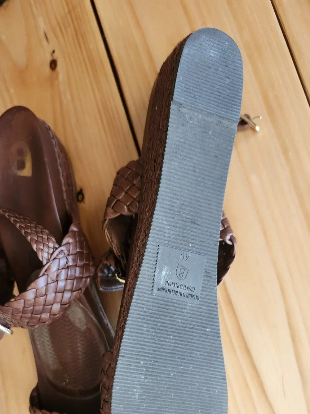 Bared Footwear espadrilles 40 dark brown leather woven open toe