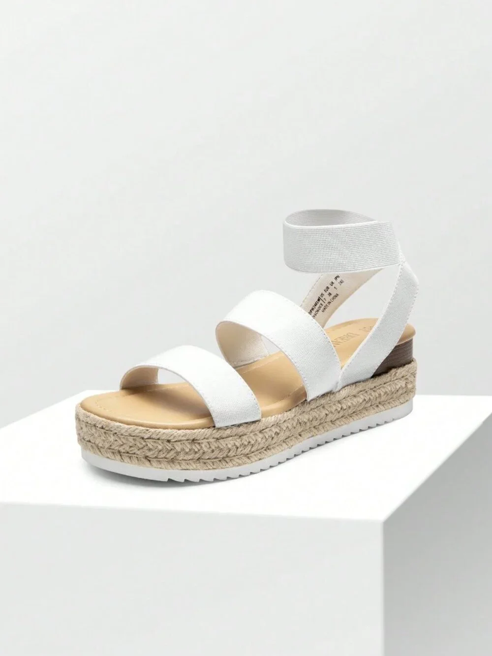 White Vacation Women's Wedges Open Toe Ankle Strap Espadrilles Platform Sandals