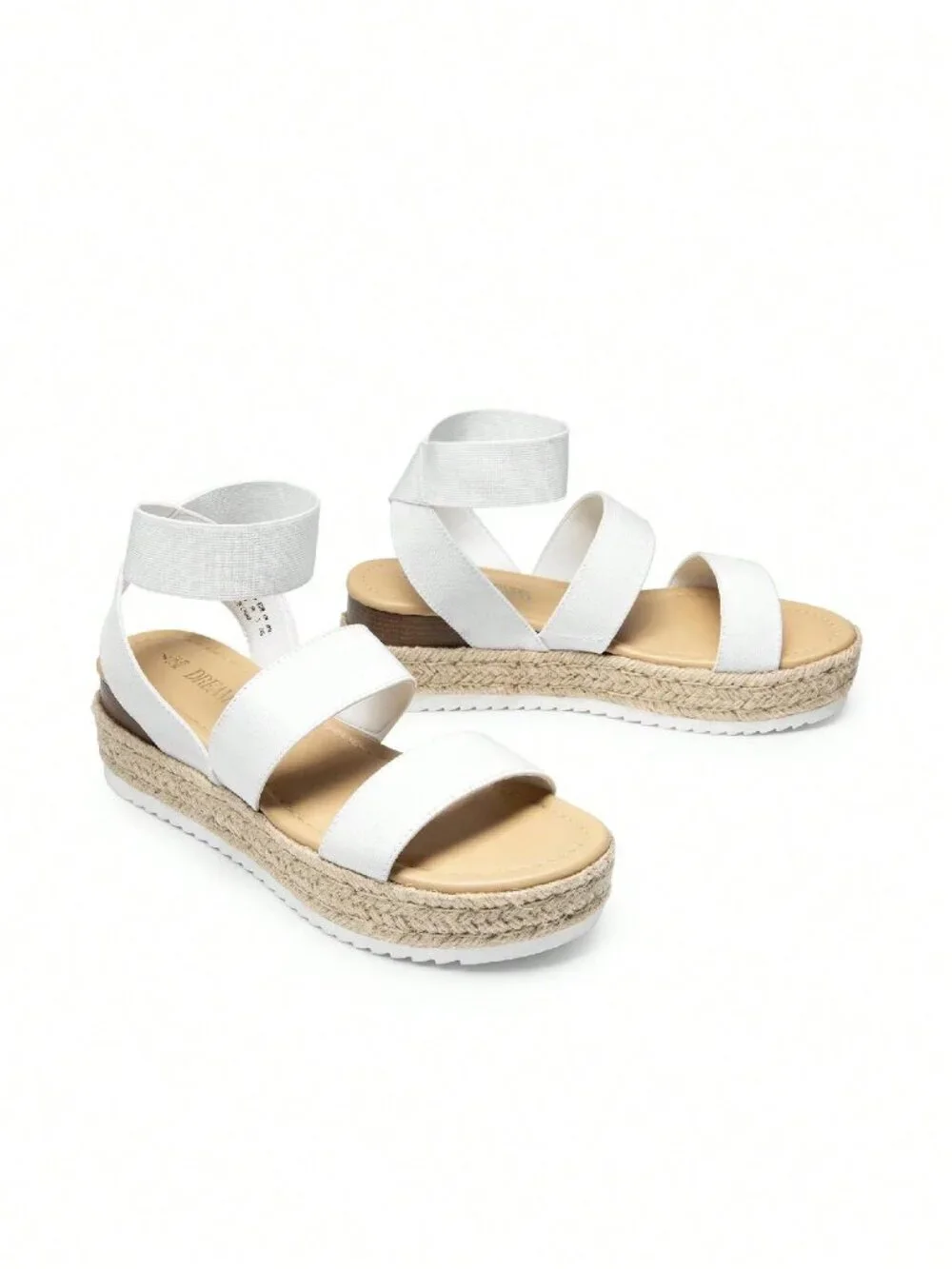 White Vacation Women's Wedges Open Toe Ankle Strap Espadrilles Platform Sandals