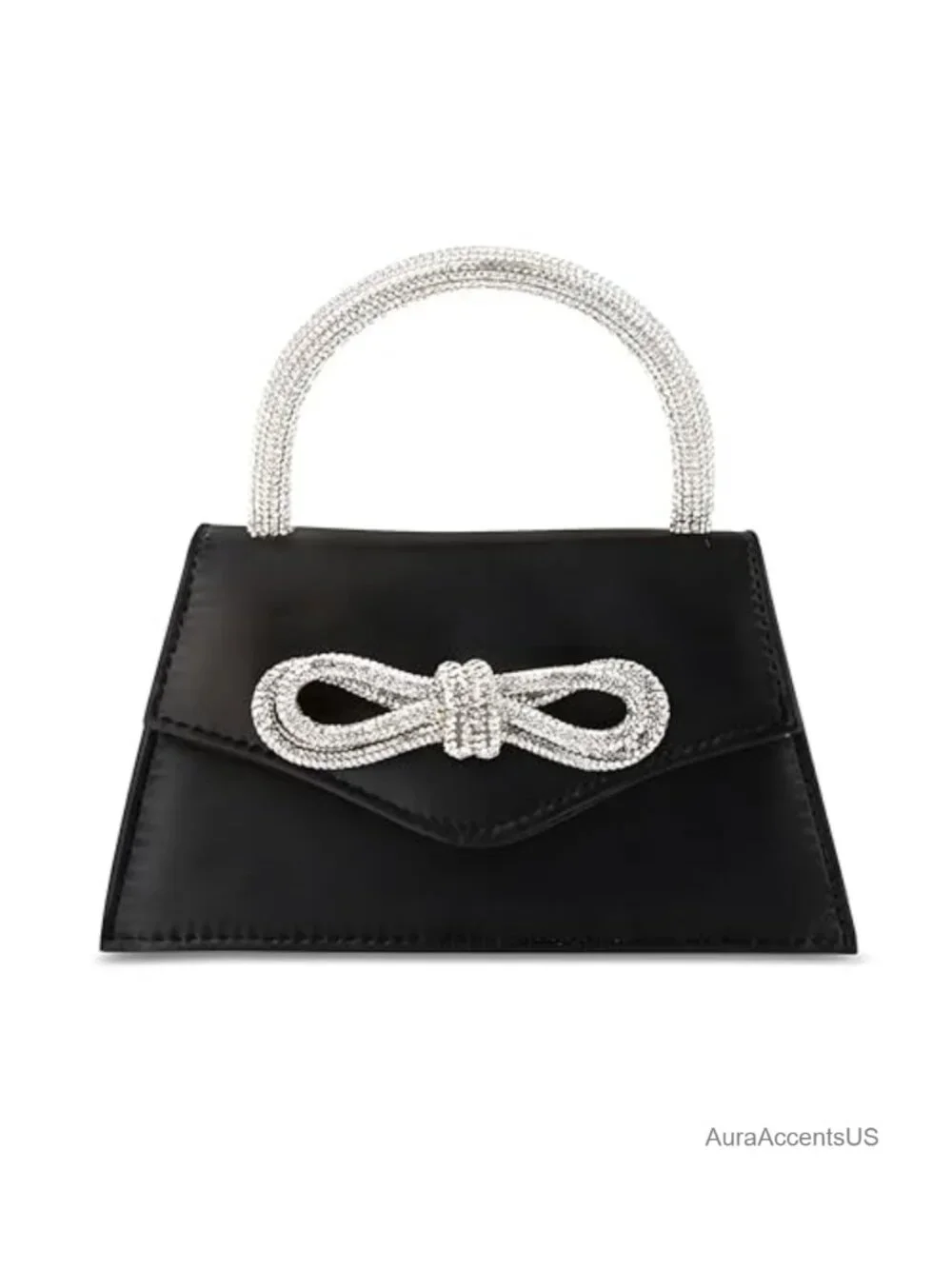 Satin Rhinestone Bow Clutch Evening Purse Crossbody Shoulder Bag Wedding Prom
