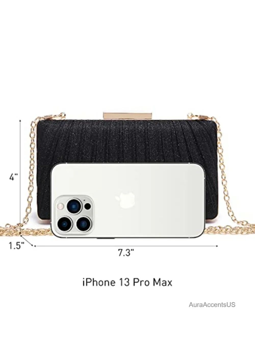 Pleated Polyester Clutch Evening Bag with Detachable Chain Strap