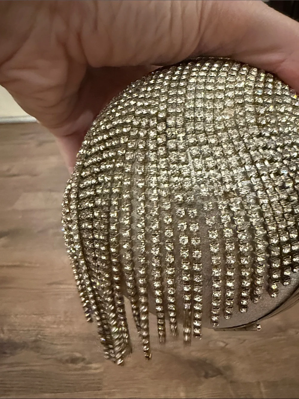 Crystal Fringe Bracelet Clutch in Silver