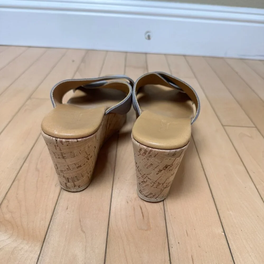 GARNET HILL Cork Sole Suede Criss Cross Platform Sandal Sandals Size 9