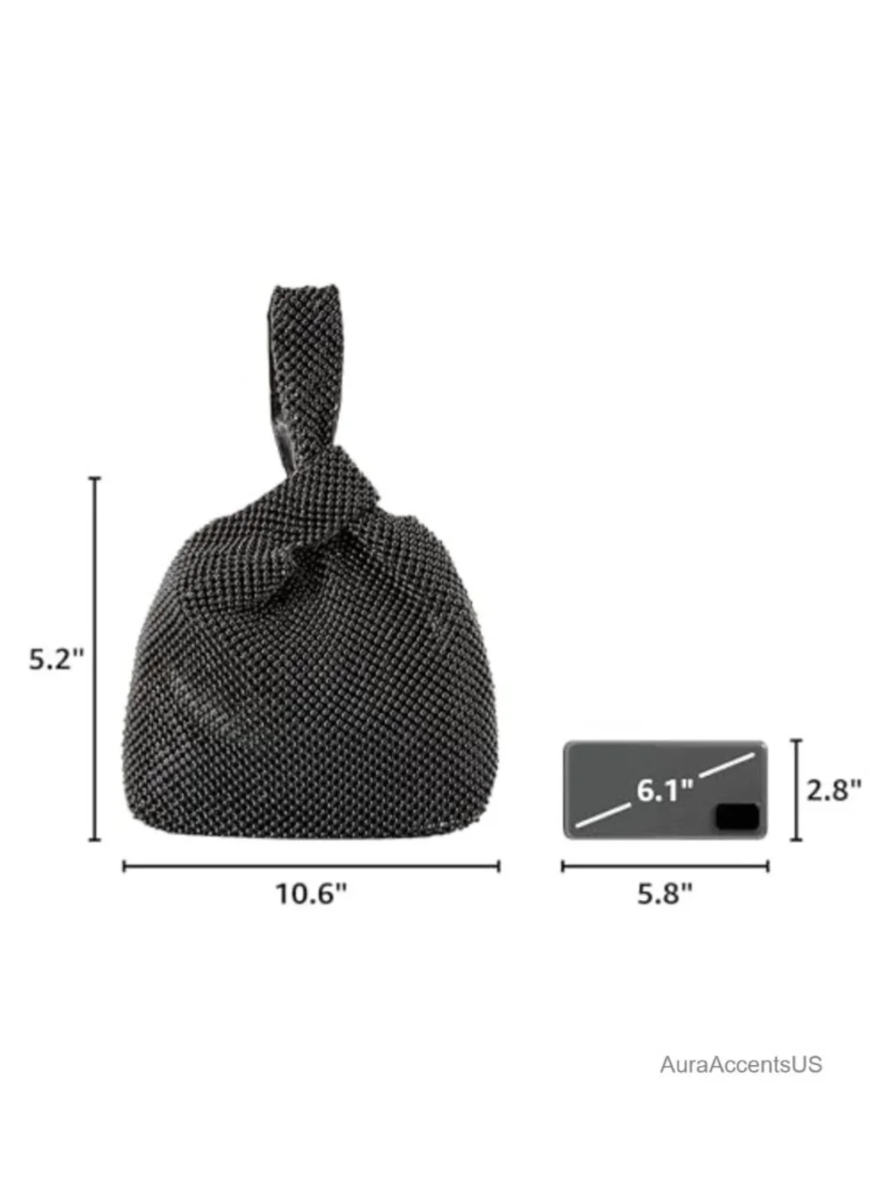 Mesh Pouch Evening Bag with Ring Handles