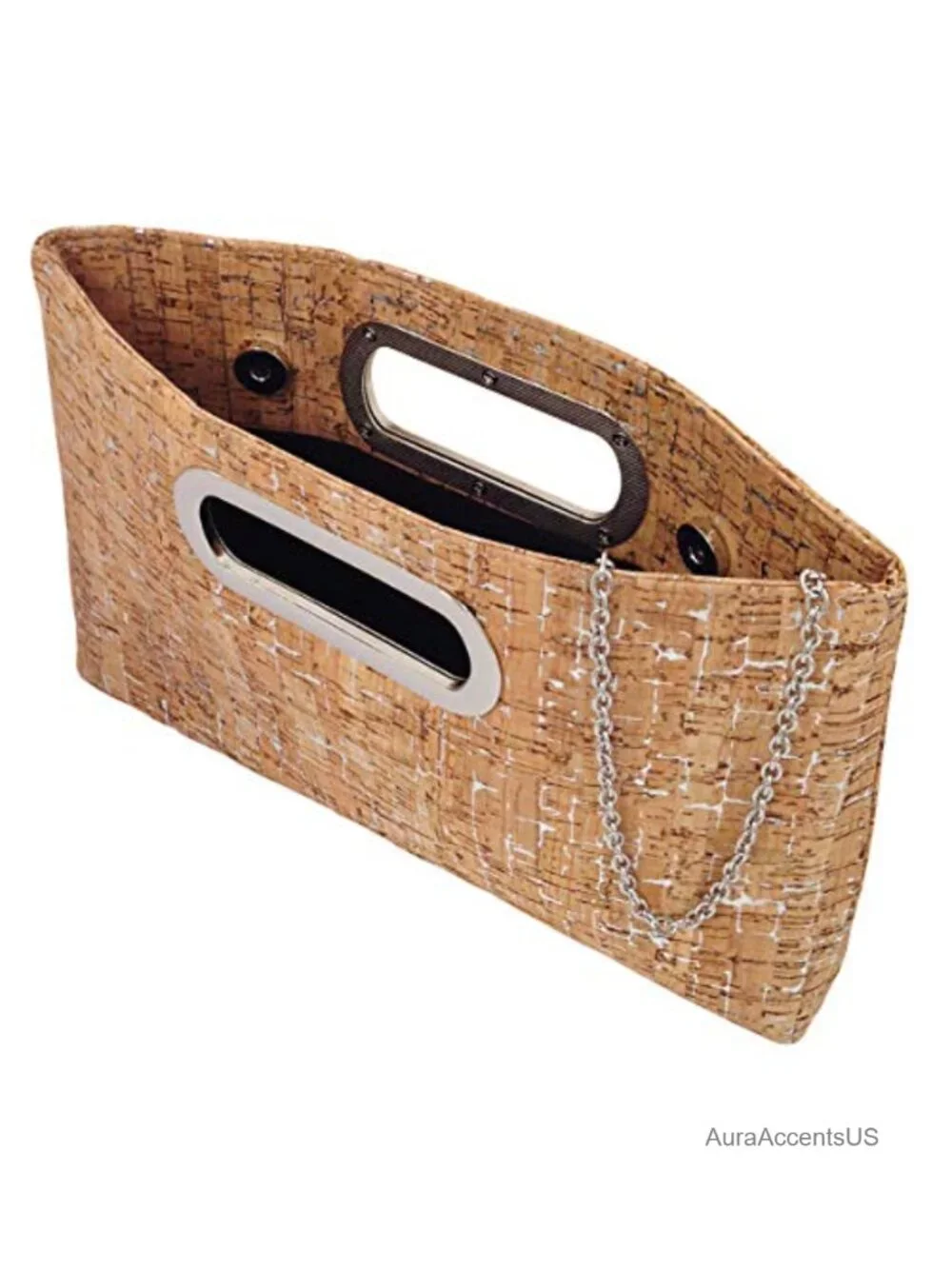 Natural Cork Top Handle Clutch with Detachable Chain Strap