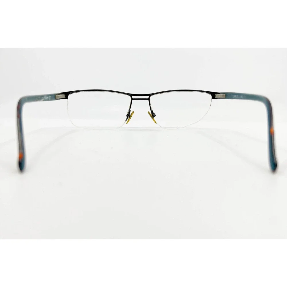 Link Occhiali Eyeglasses Mens Black Half Rim Semi Rimless Tortoise Arms 41896