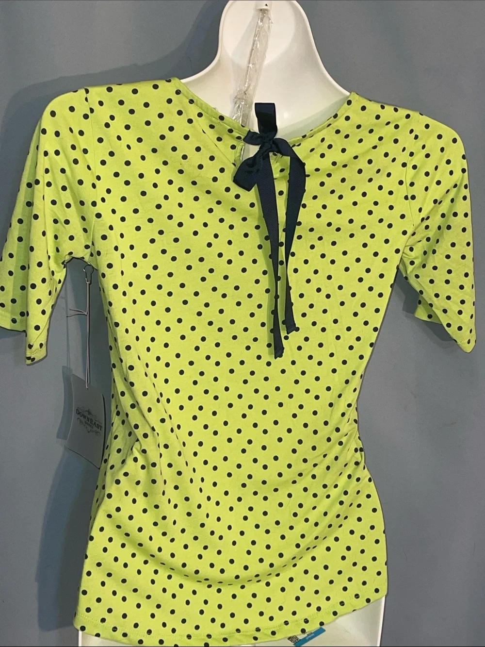 DownEast Neon Lime Polka Dot Short Sleeve Tee