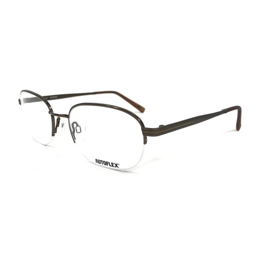 Autoflex Eyeglasses Frames SIR DUKE 210 Satin Brown Round Half Rim 53-19-140