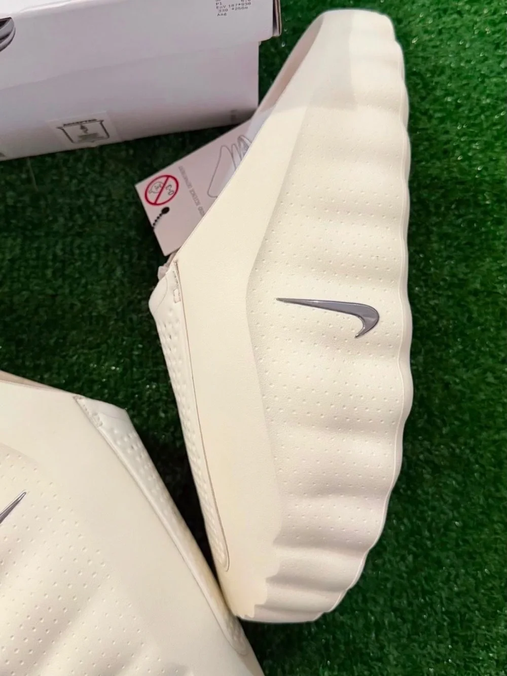 Nike Cream/White Soccer Cleats with Bright Orange Studs