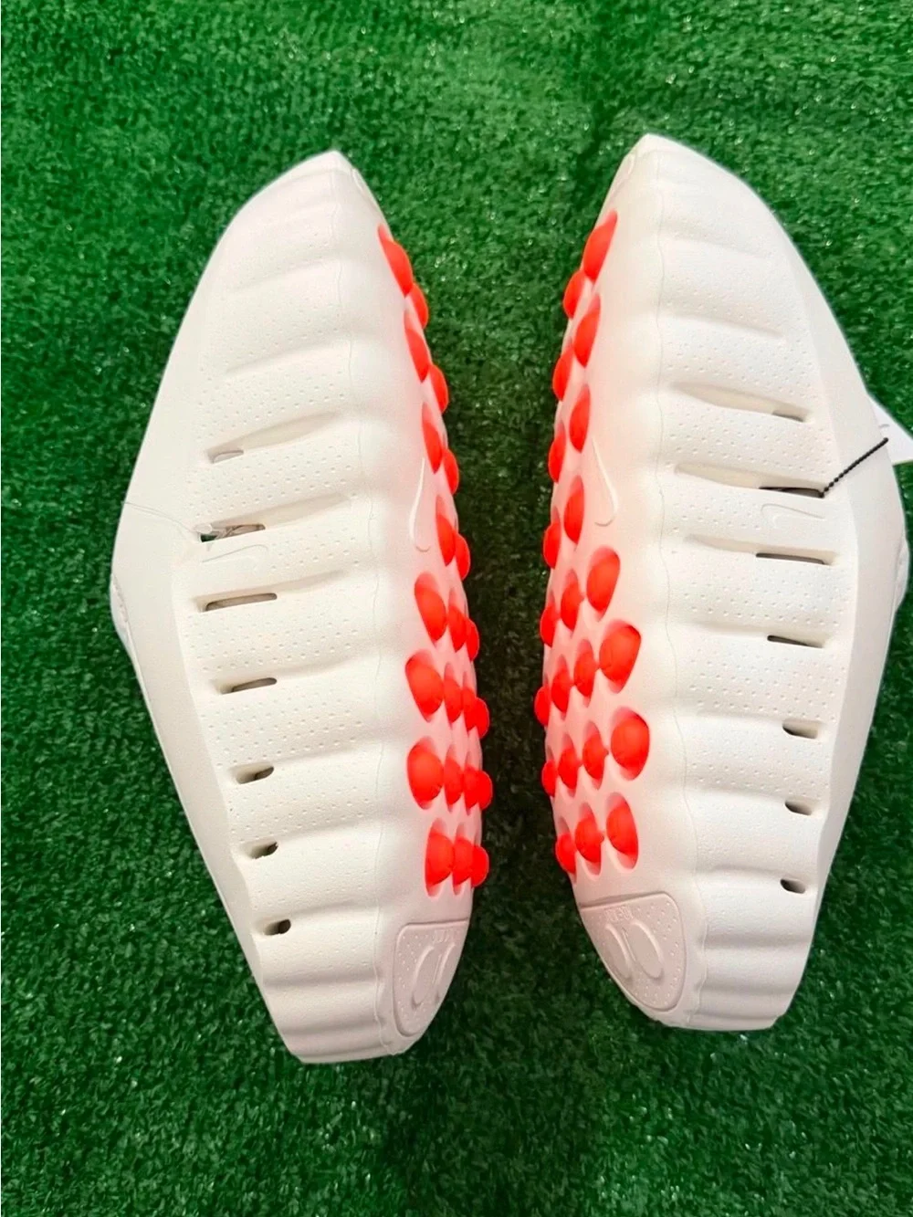 Nike Cream/White Soccer Cleats with Bright Orange Studs