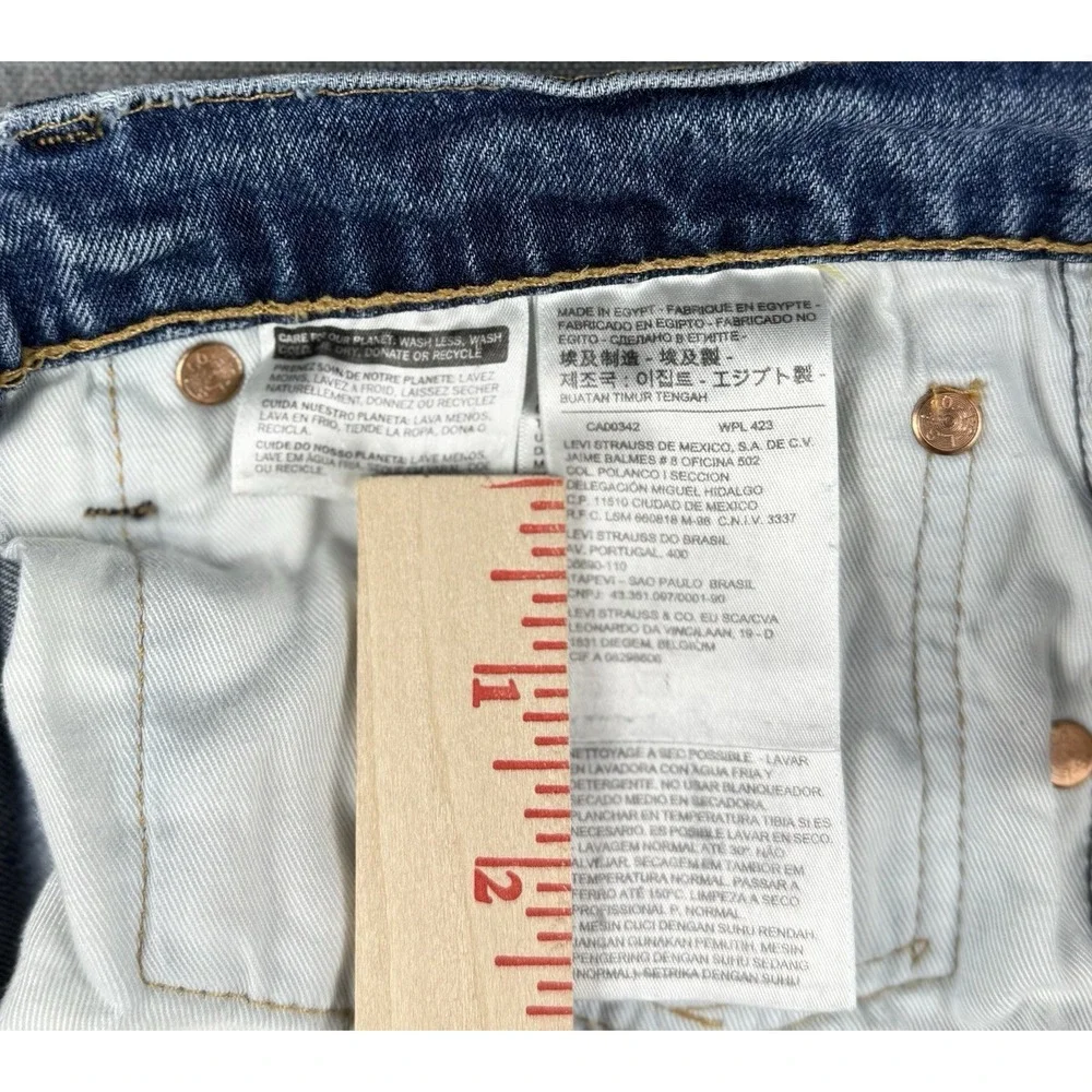 Levi's 527 Slim Boot Jeans Men's 32x32 Blue Distressed Paint Wash Denim