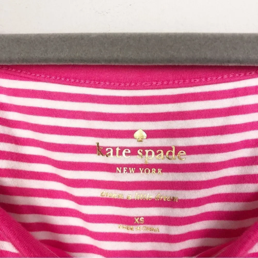 KATE SPADE NEW YORK | Pink & White Striped Romper Bow Shoulder Women’s Size XS