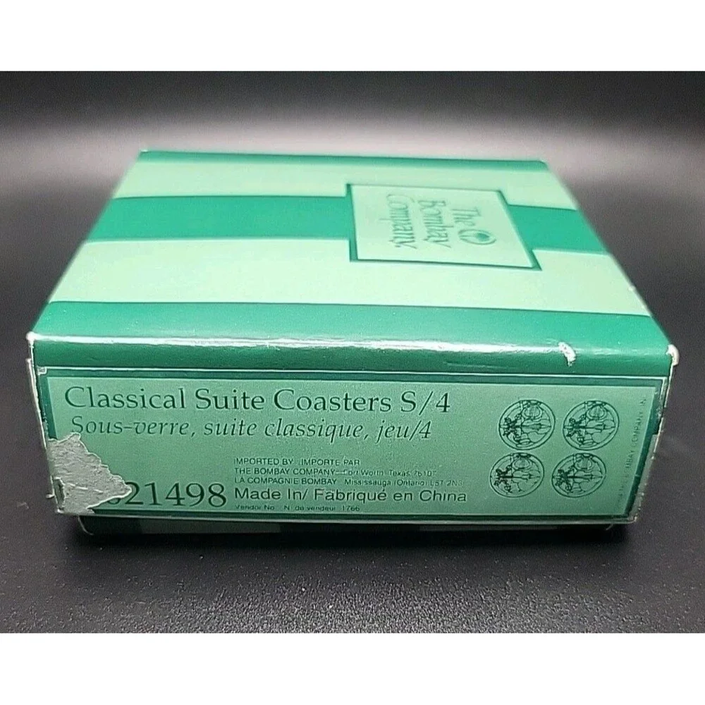 Vintage Bombay Company Silver Classical Suite Coasters Set of 4 Godinger Music