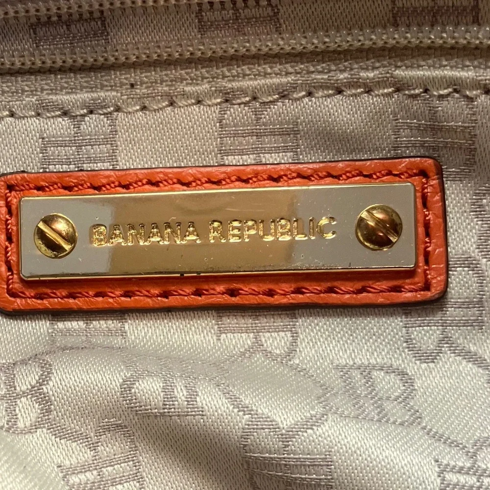 Banana Republic New Evan Satchel Orange Pebbled Leather Gold Hardware Handbag