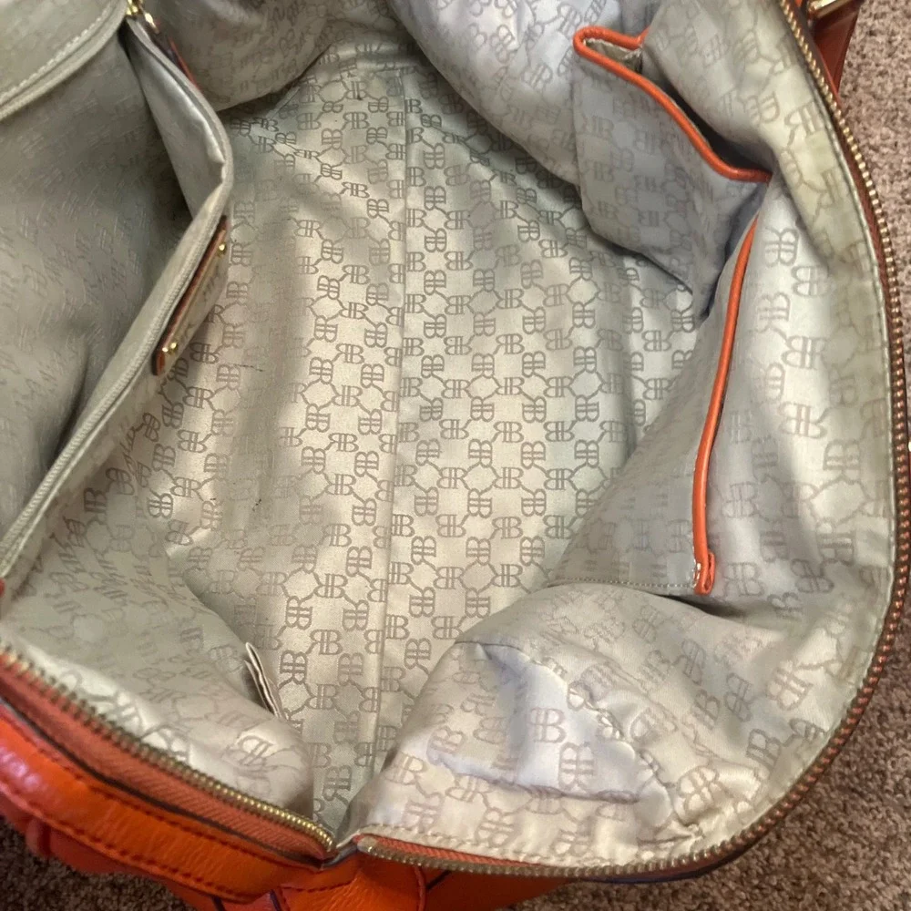 Banana Republic New Evan Satchel Orange Pebbled Leather Gold Hardware Handbag