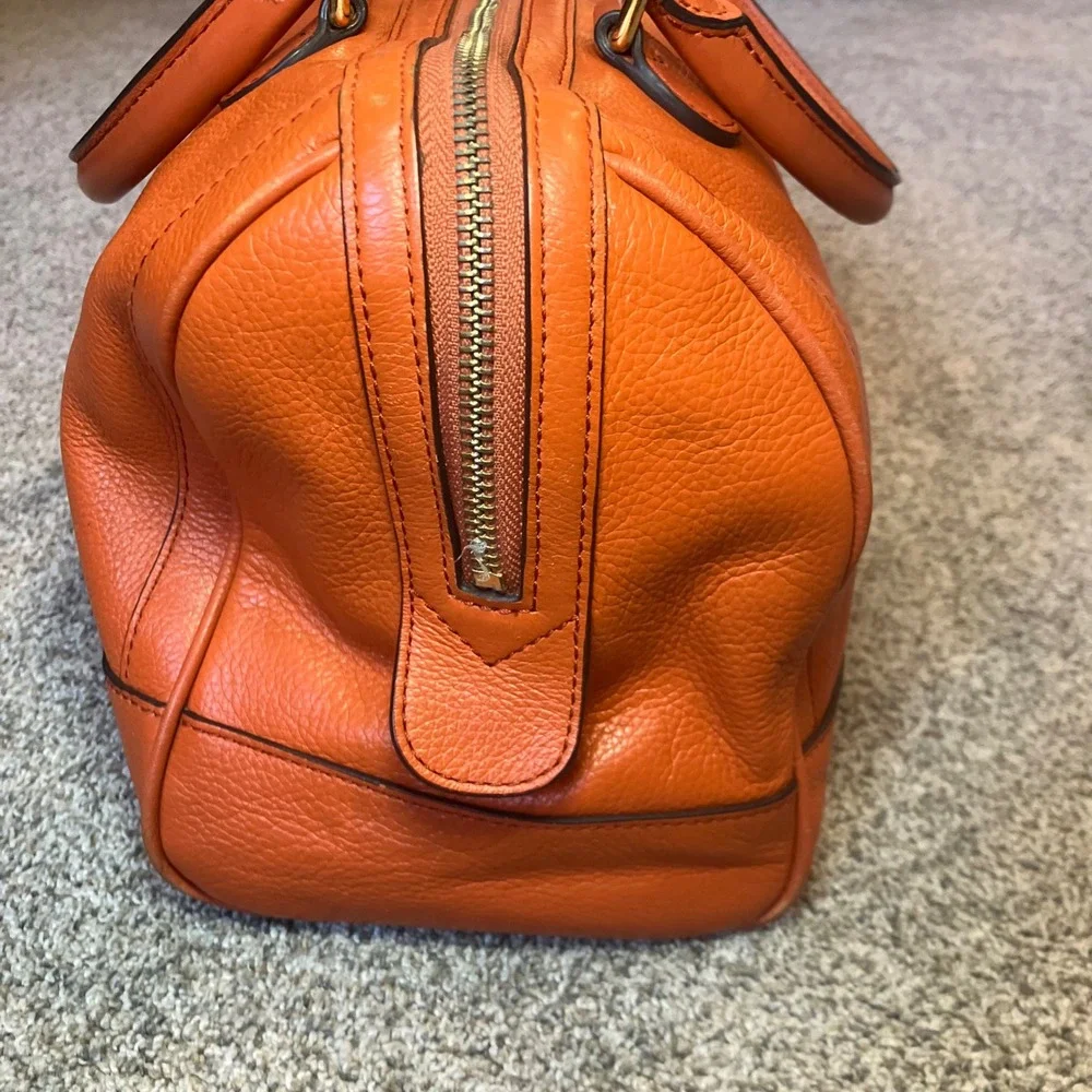 Banana Republic New Evan Satchel Orange Pebbled Leather Gold Hardware Handbag