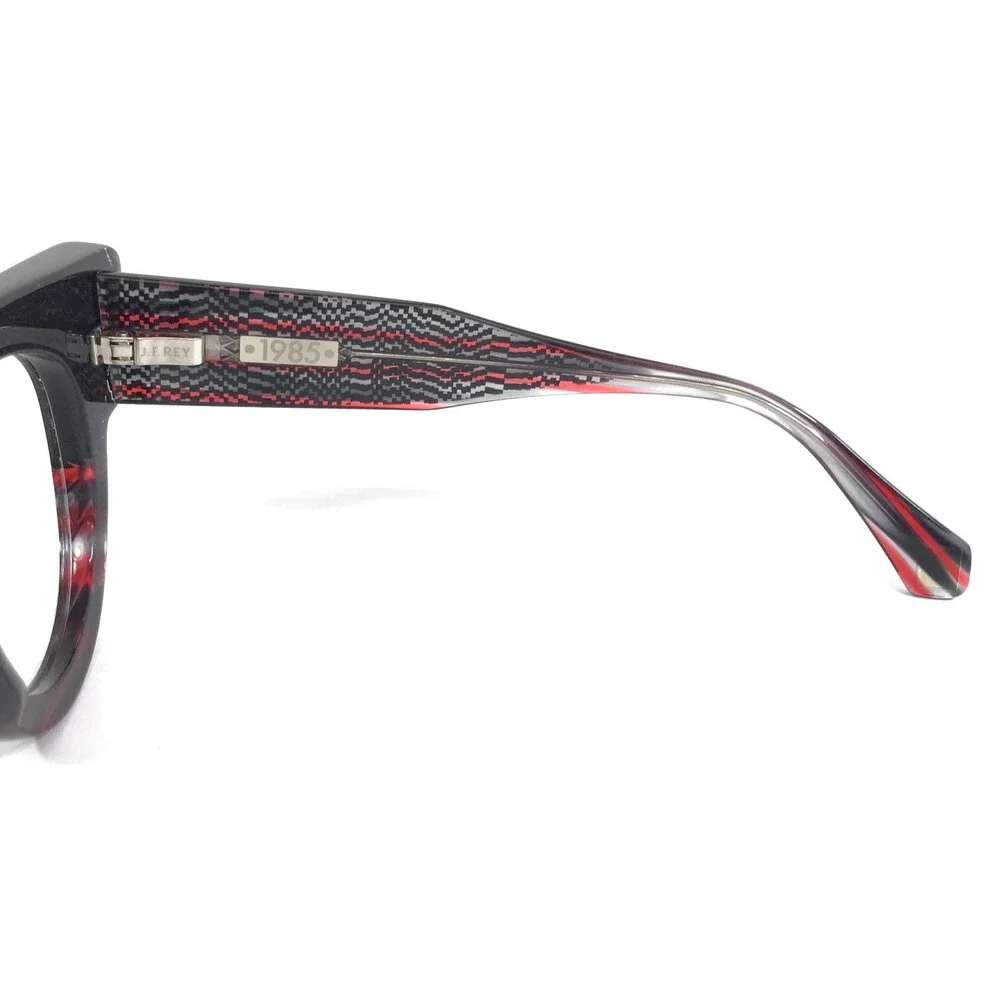 J. F. Rey Eyeglasses Frames CAROLINA 0830 Black Red Round Full Rim 49-23-143