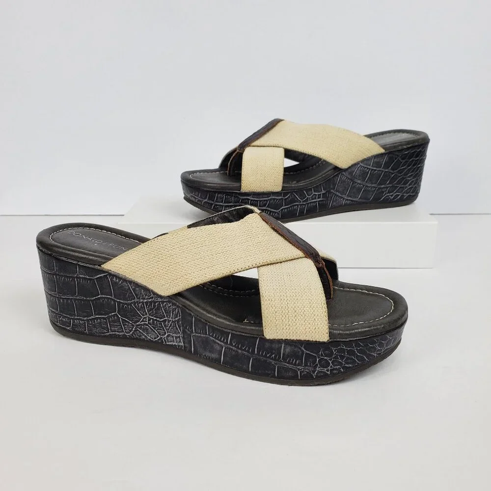 Donald J Pliner Shina Slip-On Slide-On Platform Wedge Sandals Size 8M