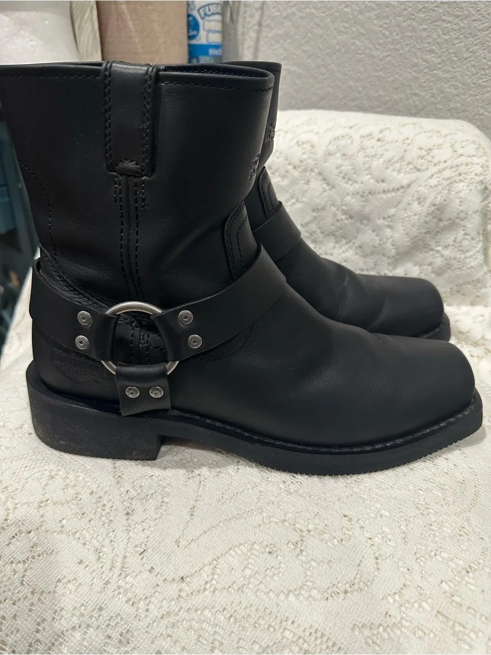 Harley Davidson men’s black Leather Harness Biker Boots 9.5 w