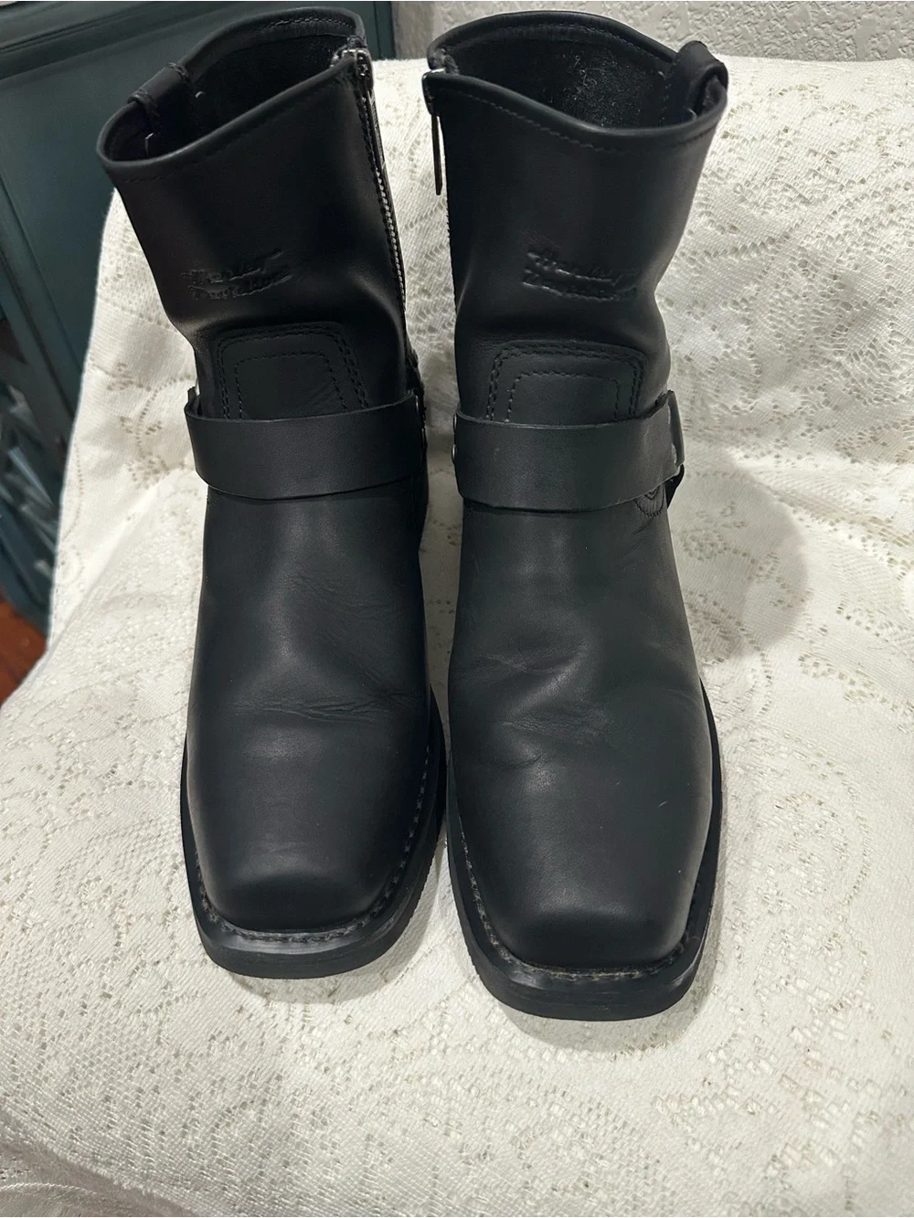 Harley Davidson men’s black Leather Harness Biker Boots 9.5 w