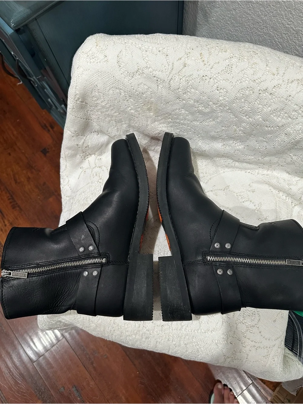 Harley Davidson men’s black Leather Harness Biker Boots 9.5 w