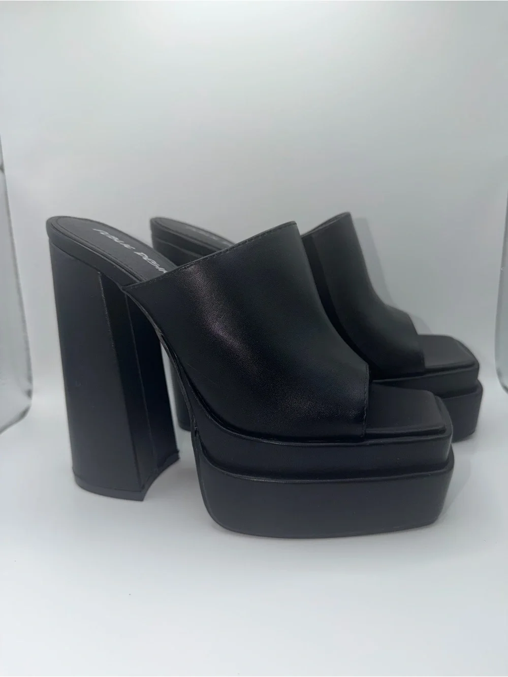 Public Desire Black Chunky Platform Mule Heels