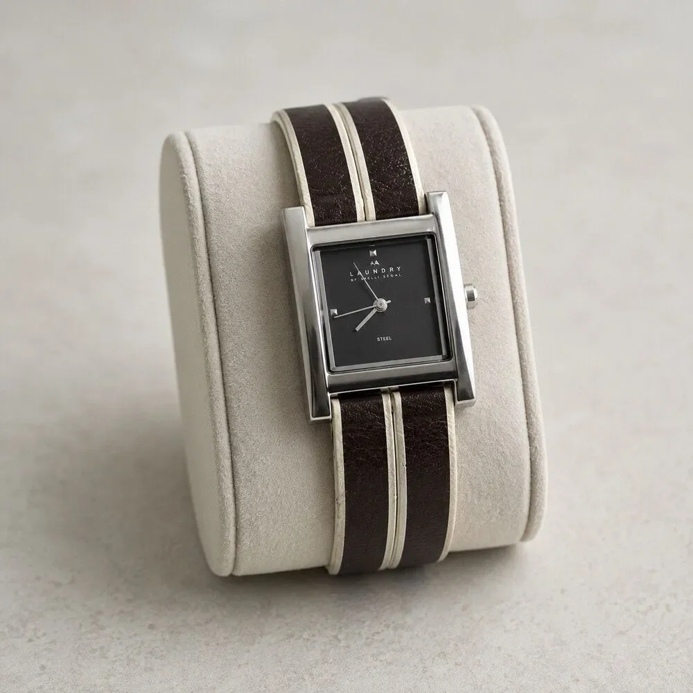 Skagen Tank Womens Watch Leather  Brown Beige Ultra Slim 228SSL New Battery