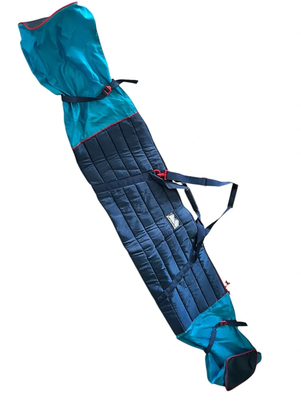 Sport graphics vintage ski travel bag with handles navy turquoise red