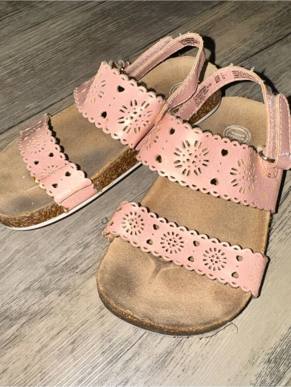 wonder nation Light Pink Floral Cutout Girls Sandals
