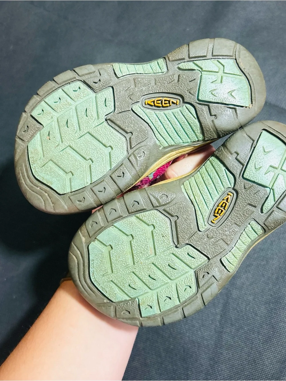 Girls Toddler Pink Keen Sandals With Blue Butterfly’s Size 8
