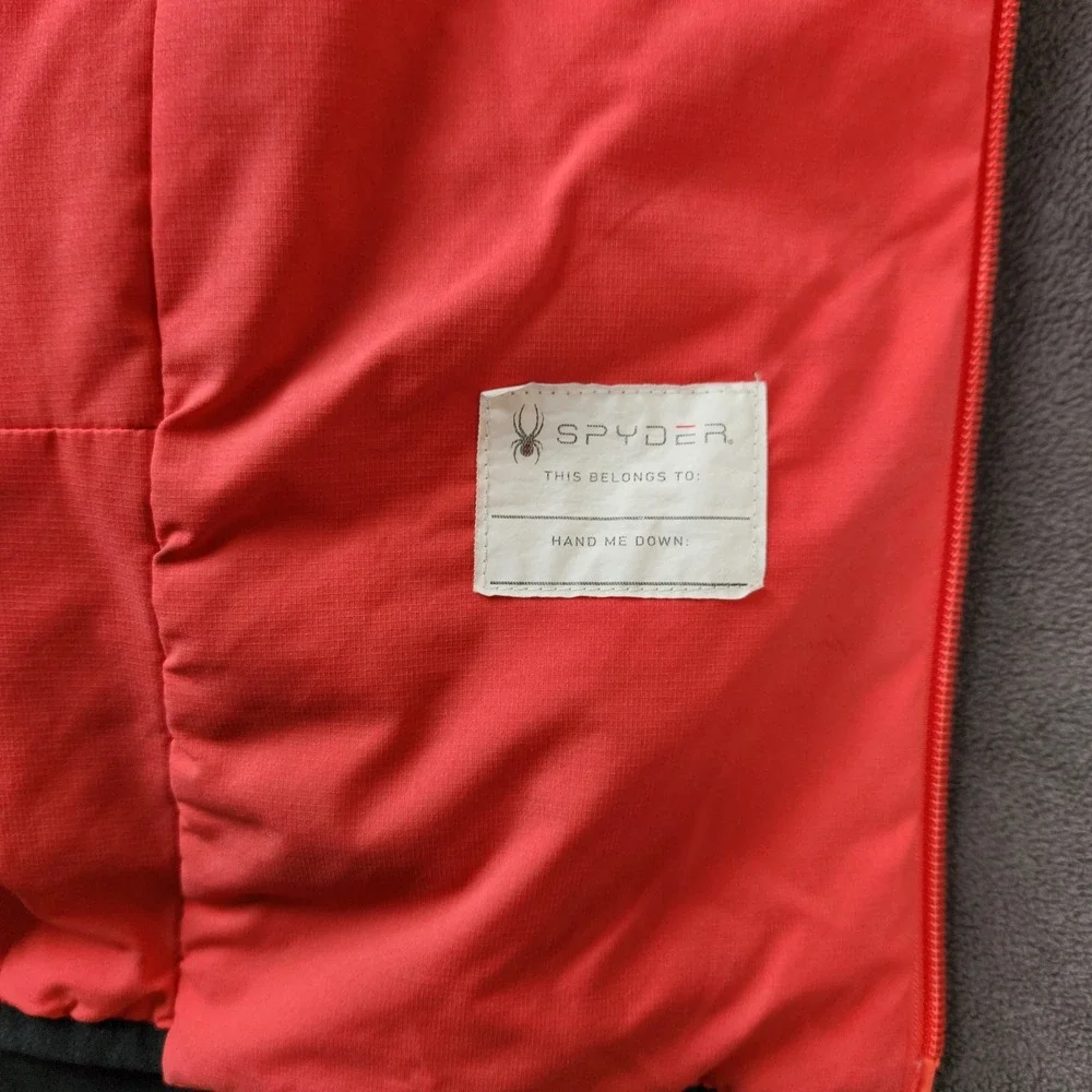 Spyder Superlite Jacket Kids Medium 10/12‎ Black Red Hooded Full Zip Lightweight