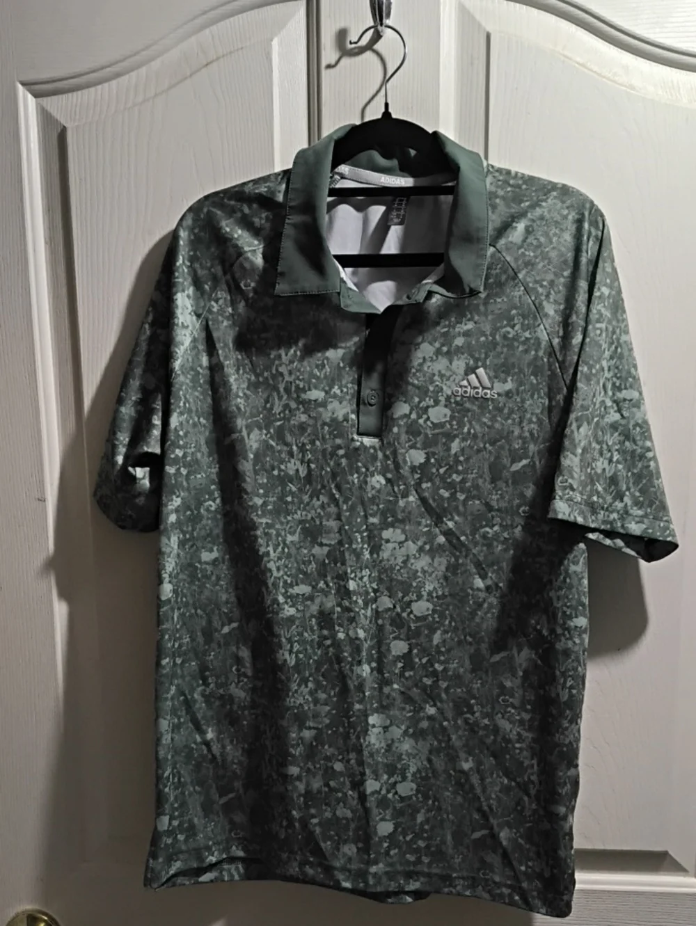 adidas Men's Camouflage-Style Green Polo