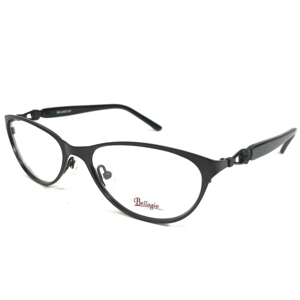 Bellagio Eyeglasses Frames 837 C01 Black Round Cat Eye Full Rim 51-16-135