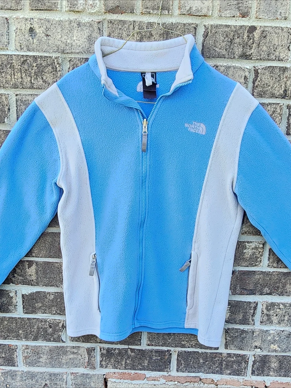 The North Face Women's Blue & Light Gray Fleece Jacket- See Measurements