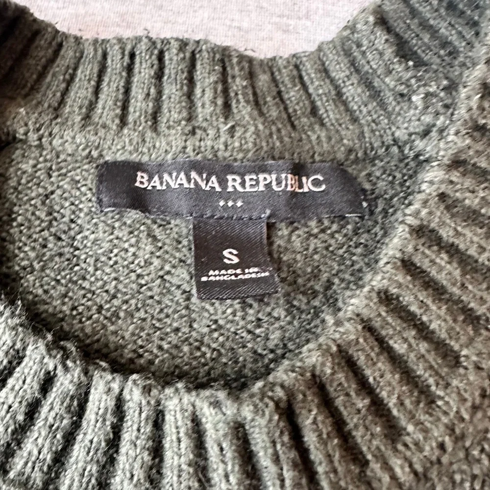 Banana Republic Mens Olive Green Textured Knit Crewneck Sweater Small‎ Raglan S