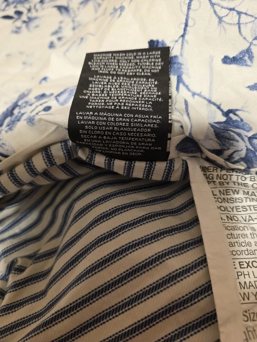 Lauren Ralph Lauren Annie Floral Blue On White Full/ Queen Comforter, 94