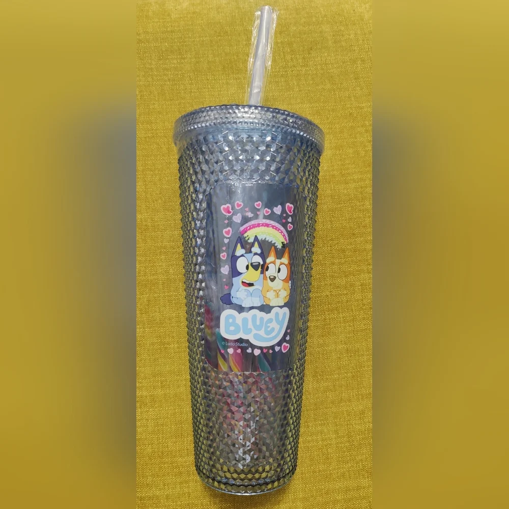 NWT Bluey Blue Tumbler with Straw & Candy