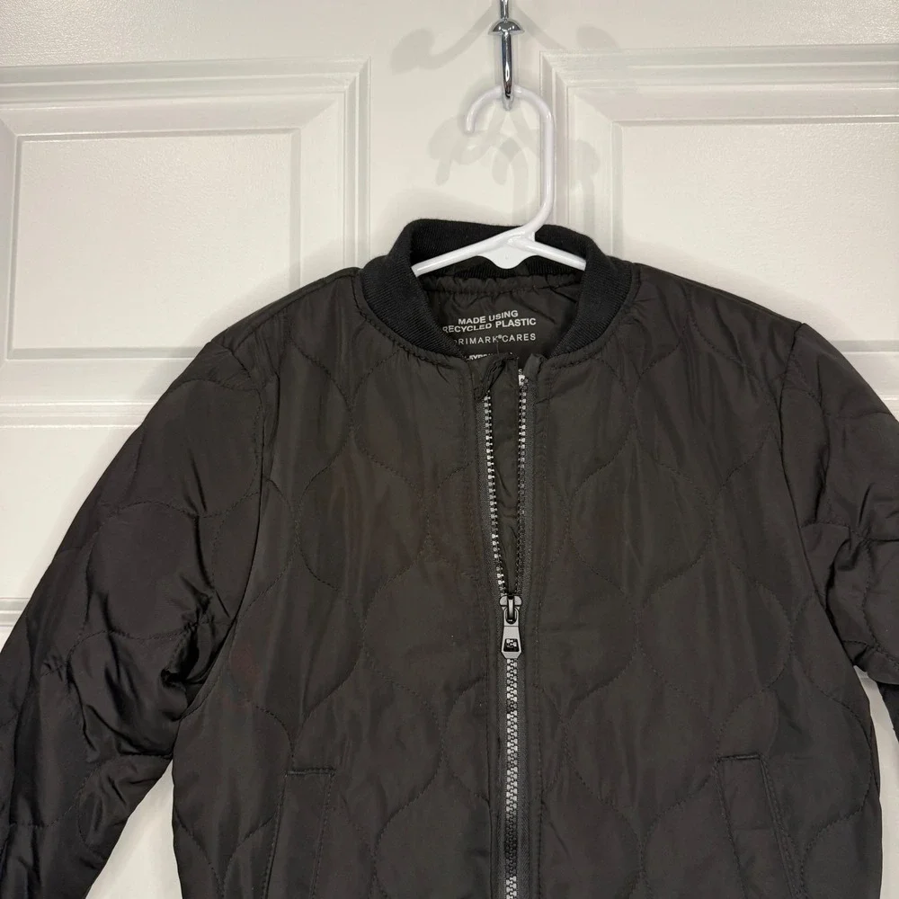Primark Cares‎ Kids Black Quilted Bomber Jacket Full Zip Size 4-5Y