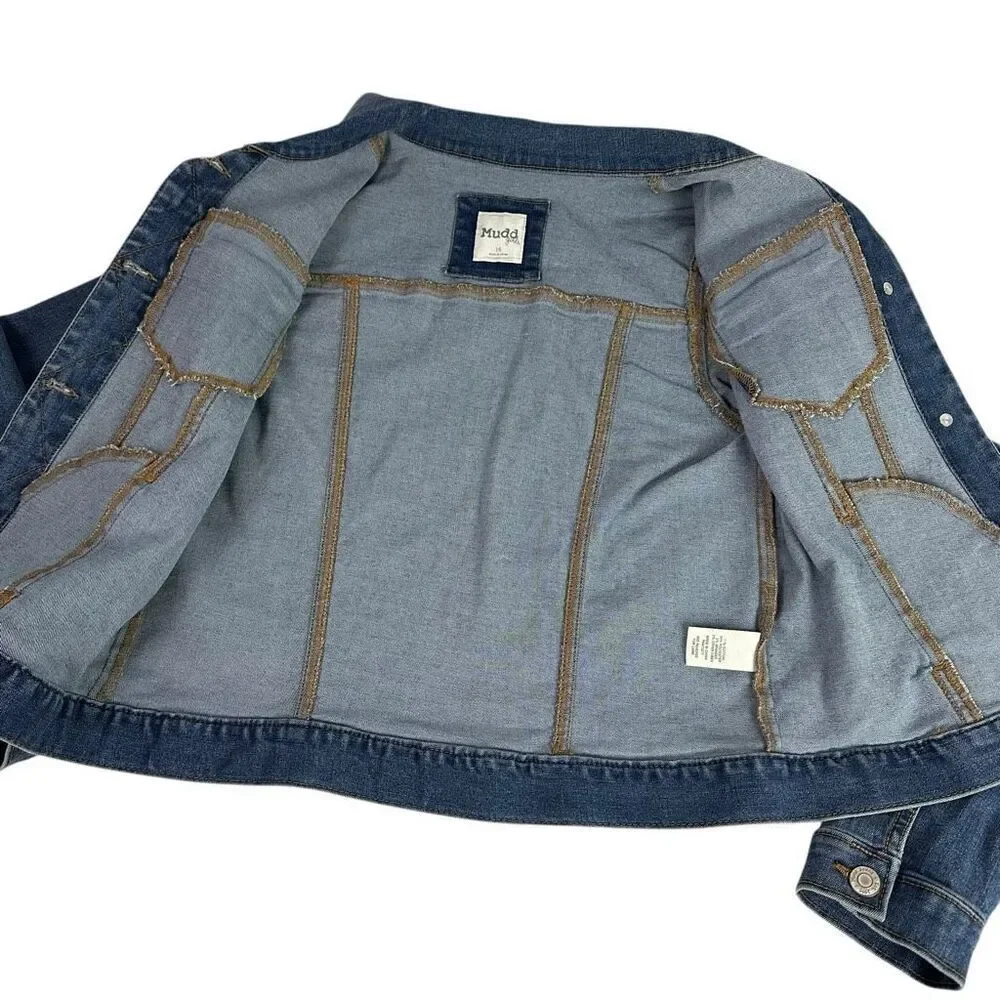 Mudd Girls Blue Denim Jacket size 16 Button Front