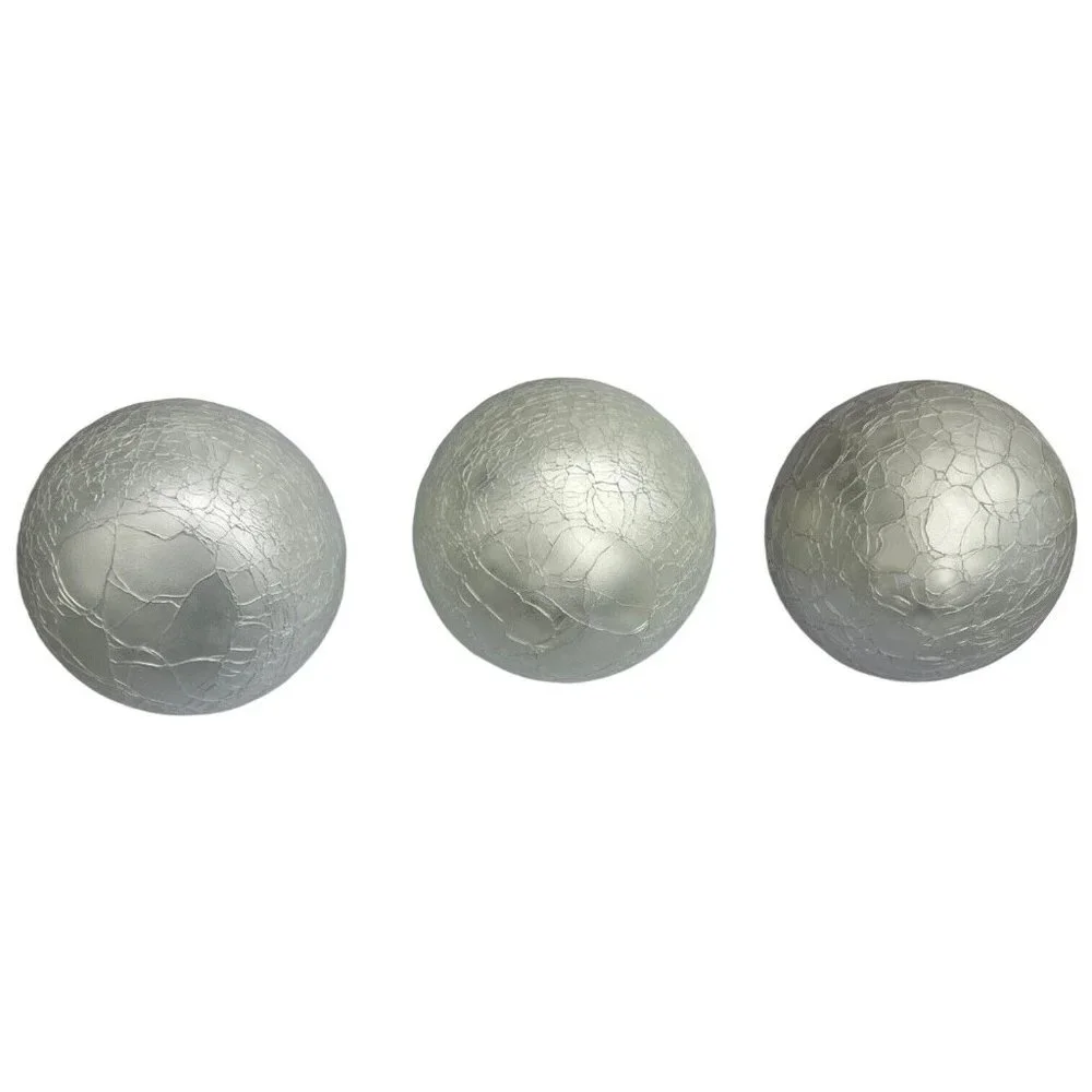 3‎ Vintage Kugel Style White Crackle Glass Christmas Tree Ornaments 3 Inch Retro
